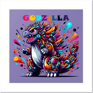 colorful godzilla art Posters and Art